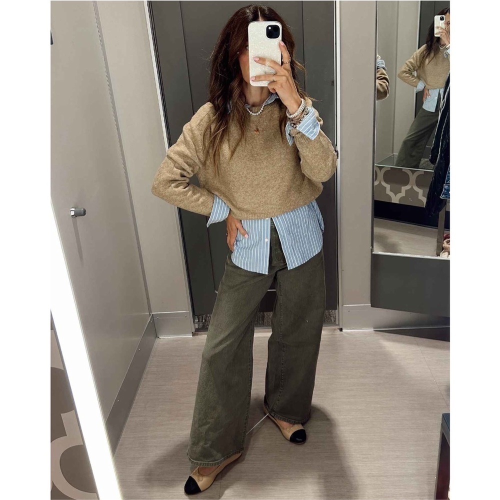 Women's Cozy Knit Crewneck Pullover Sweater - Universal Thread™ Tan new